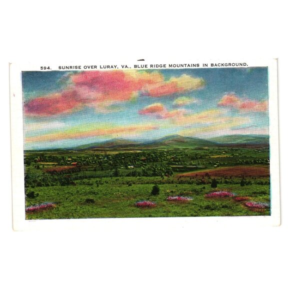 Sunrise Over Luray VA Blue Ridge Mountains Vintage Postcard Asheville Post Card - Picture 1 of 2
